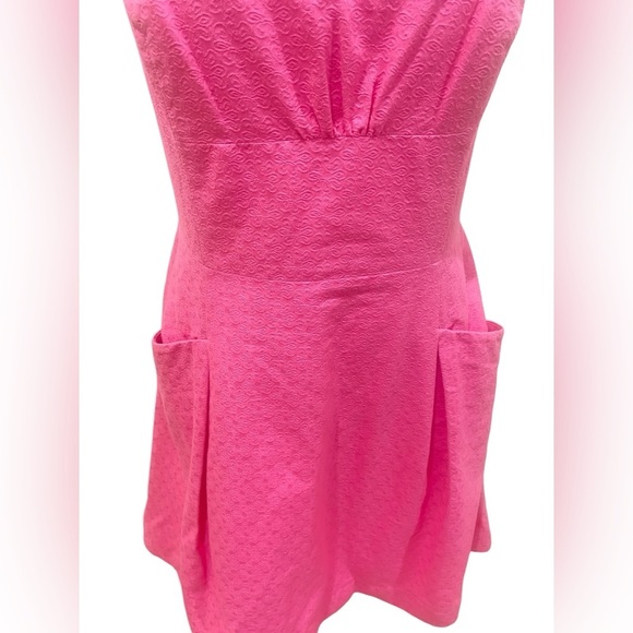 Lilly Pulitzer pink Bernadette strapless fit & flare front pockets lined size 14 - Picture 7 of 13